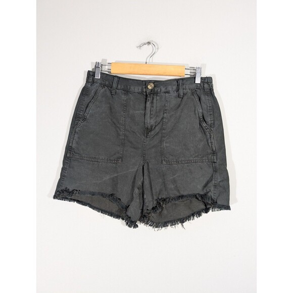 Aerie Shorts Women Size S Charcoal High Rise Linen Blend Raw Hem Boho - Picture 1 of 7